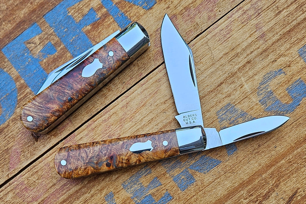 Amboyna Burl 2 Blade Jack Knife