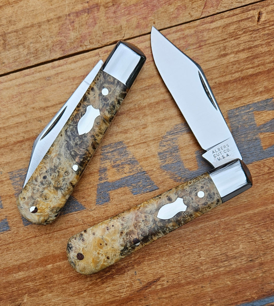 Box Elder Burl Single Clip Blade Knife