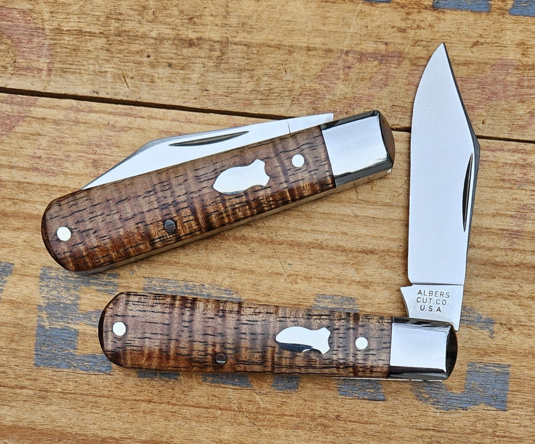 Curly Hawaiian Koa Single Clip Blade Knife